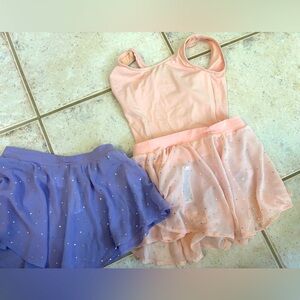 Pink leotard with matching sparkle skrits